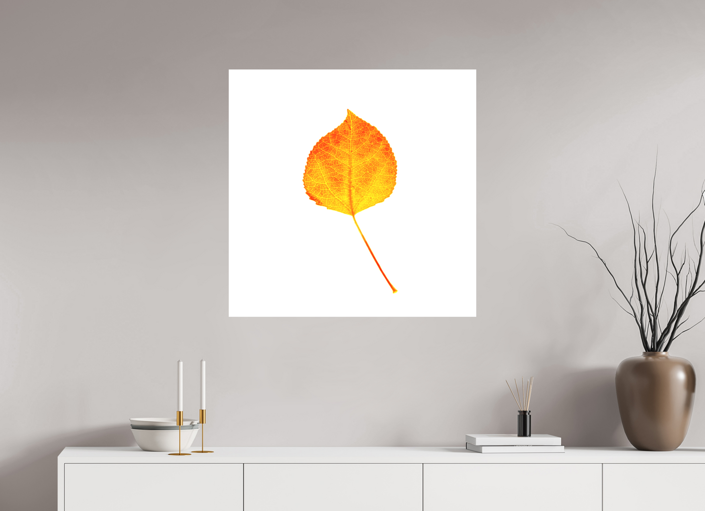 30 x 30″, -Matte Canvas on Stretcher Frame Aspen Leaf