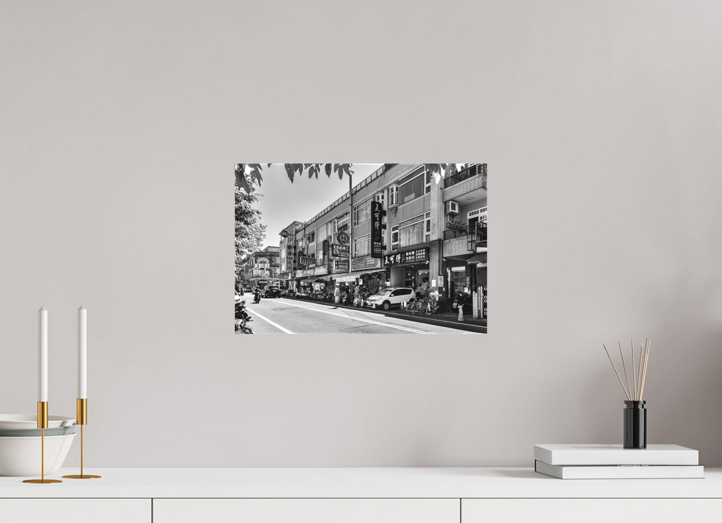 15 x 10″, -Textile Print on Stretcher Frame Yilan City Black and White Fine Art Photograph Yilan Taiwan