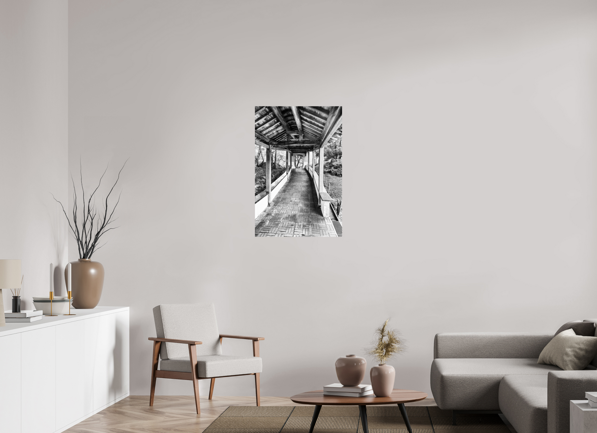24 x 36″, -Photo Print on Fuji Crystal DP II Walkway Zhishan Garden National Palace Museum Black and White Fine Art Photograph Taipei Taiwan