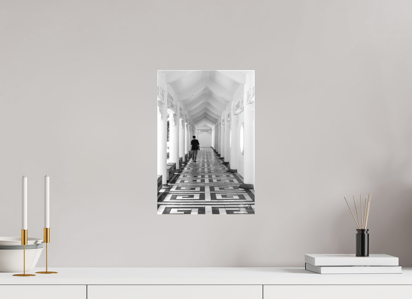 10 x 15″, -Matte Canvas on Stretcher Frame Archway Black and White Fine Art Photograph Taipei Taiwan