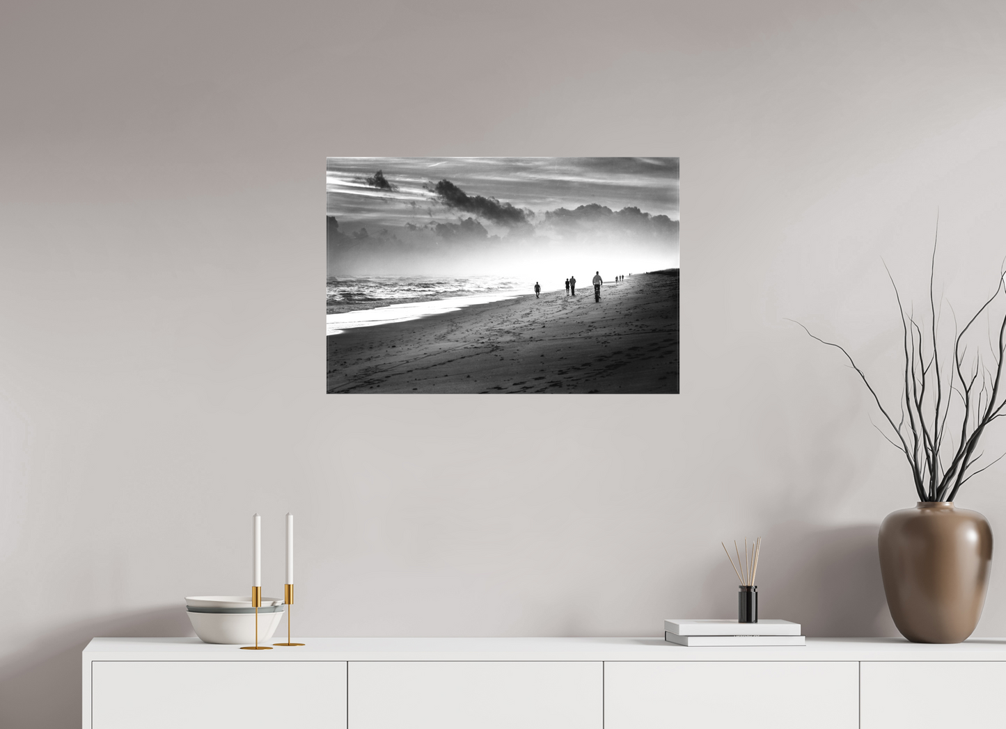 30 x 20″, -Matte Canvas on Stretcher Frame Pathway - Fine Art Black and White Coastal Photograph