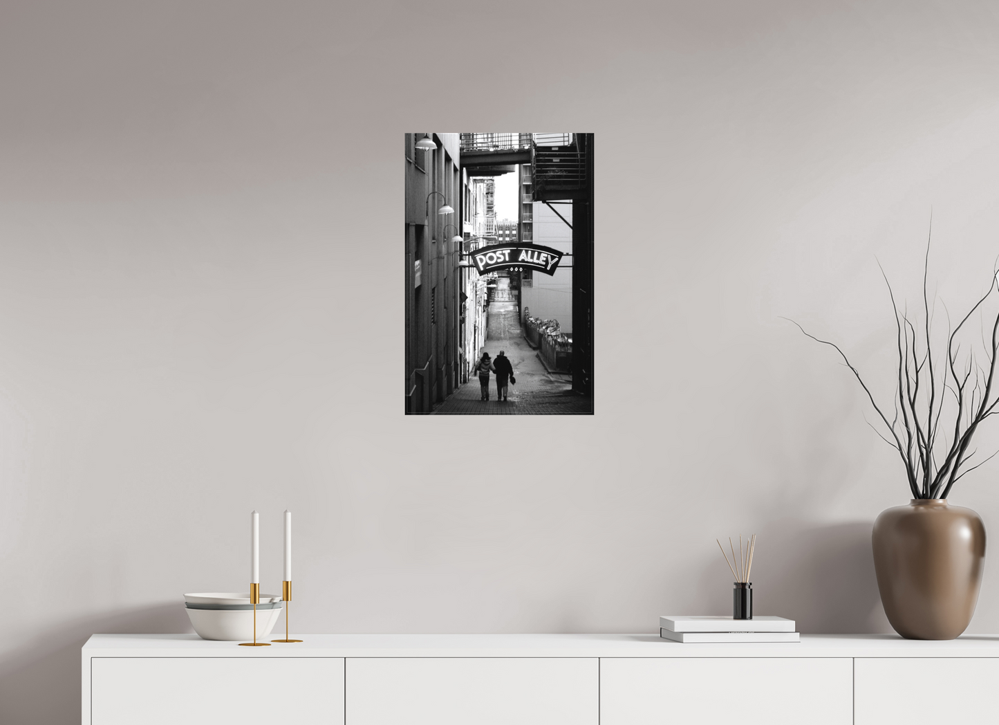 16 x 24″, -Matte Canvas on Stretcher Frame November Afternoon - Seattle Post Alley Fine Art Print