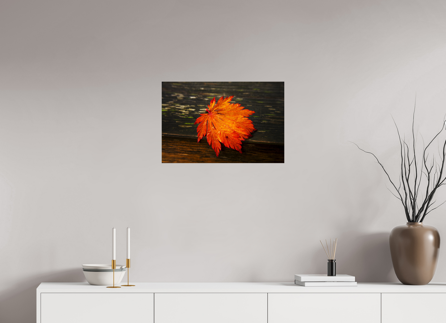 24 x 16″, -Photo Print on Fuji Crystal DP II After the Rain | Leaf on Wood