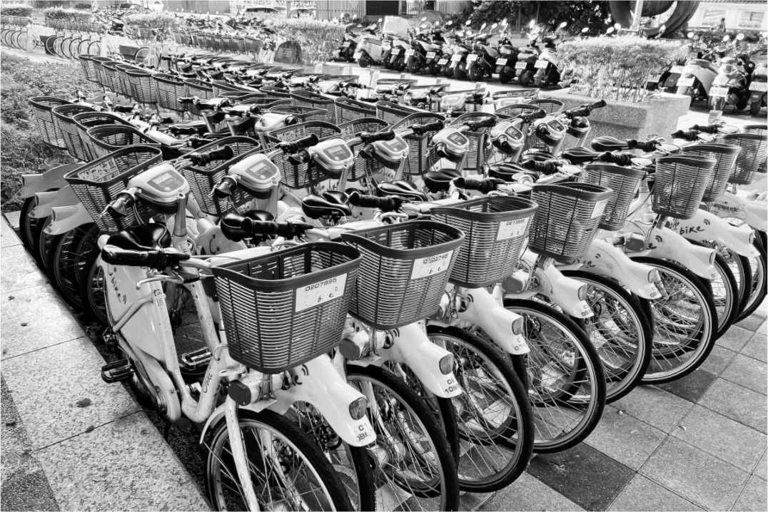 Main image Easy Bikes Black and White Fine Art Photograph Taipei Taiwan