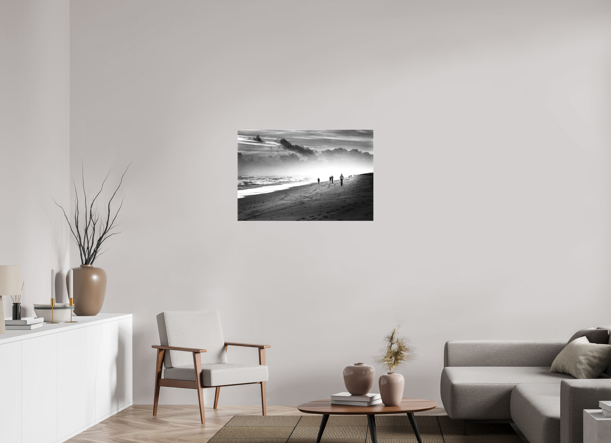 36 x 24″, -Textile Print on Stretcher Frame Pathway - Fine Art Black and White Coastal Photograph