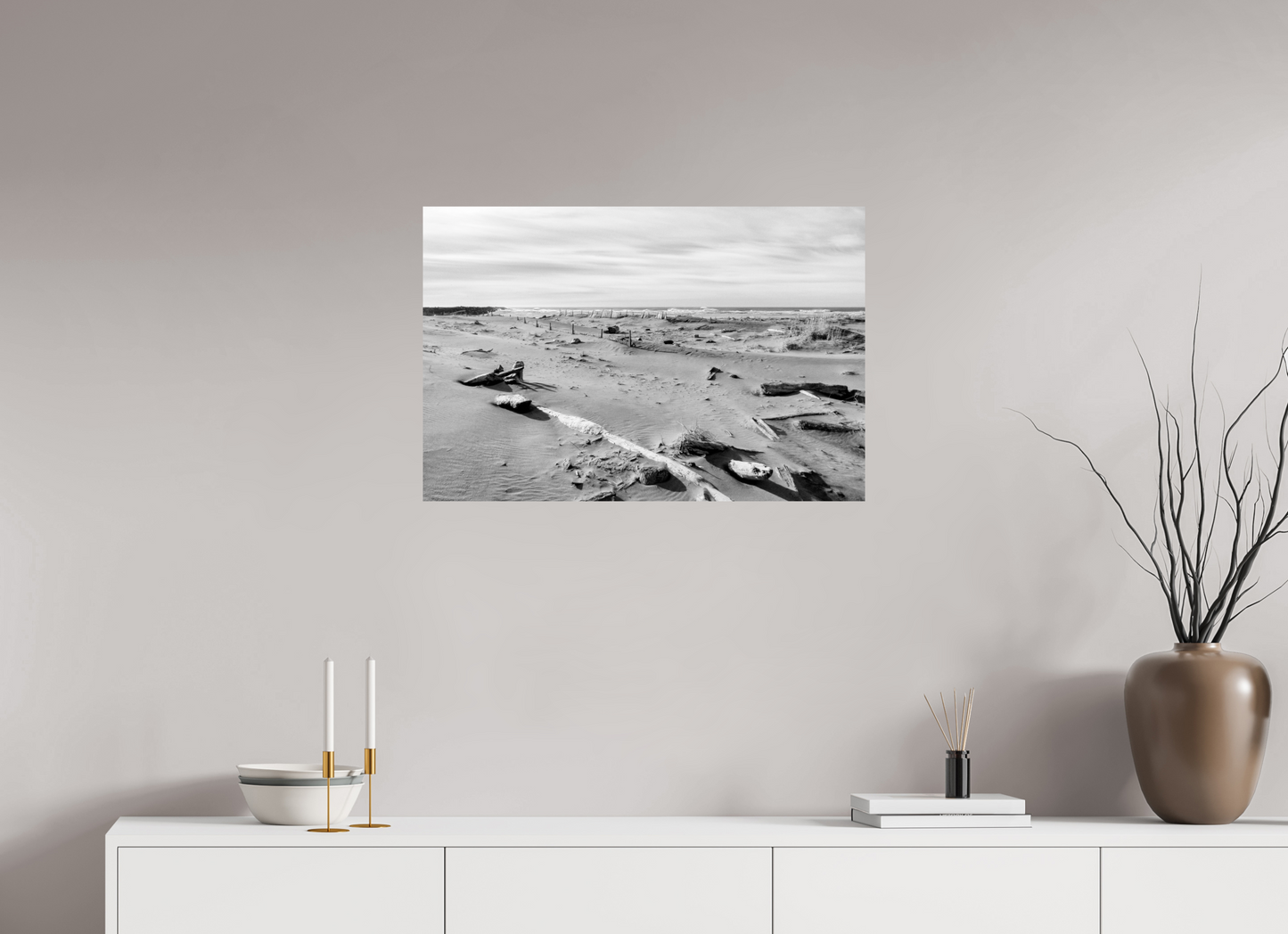 30 x 20″, -Photo Print on Ilford Baryta Paper Edge of the Pacific Cape Disappointment in Black and White