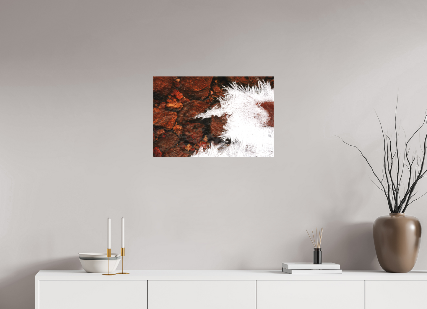 24 x 16″, -Textile Print on Stretcher Frame Red Rock and Ice