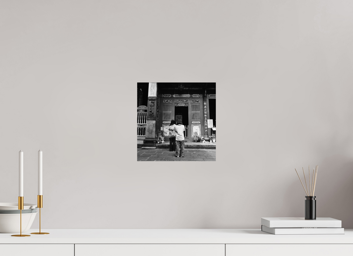 10 x 10″, -Photo Print on Fujiflex High Gloss Long Shan Temple Interior Black and White Fine Art Photograph Taipei Taiwan