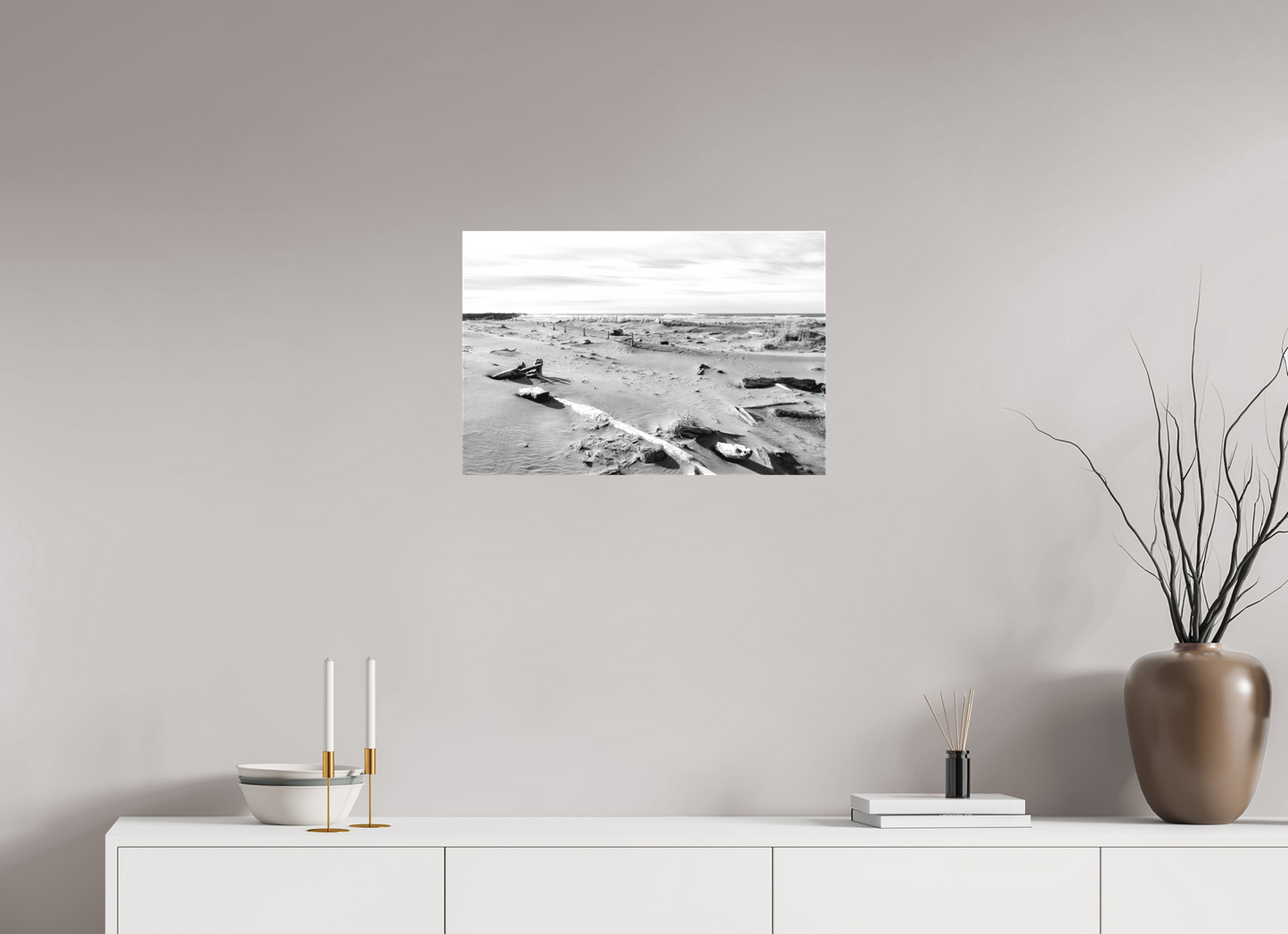 24 x 16″, -Matte Canvas on Stretcher Frame Edge of the Pacific Cape Disappointment in Black and White