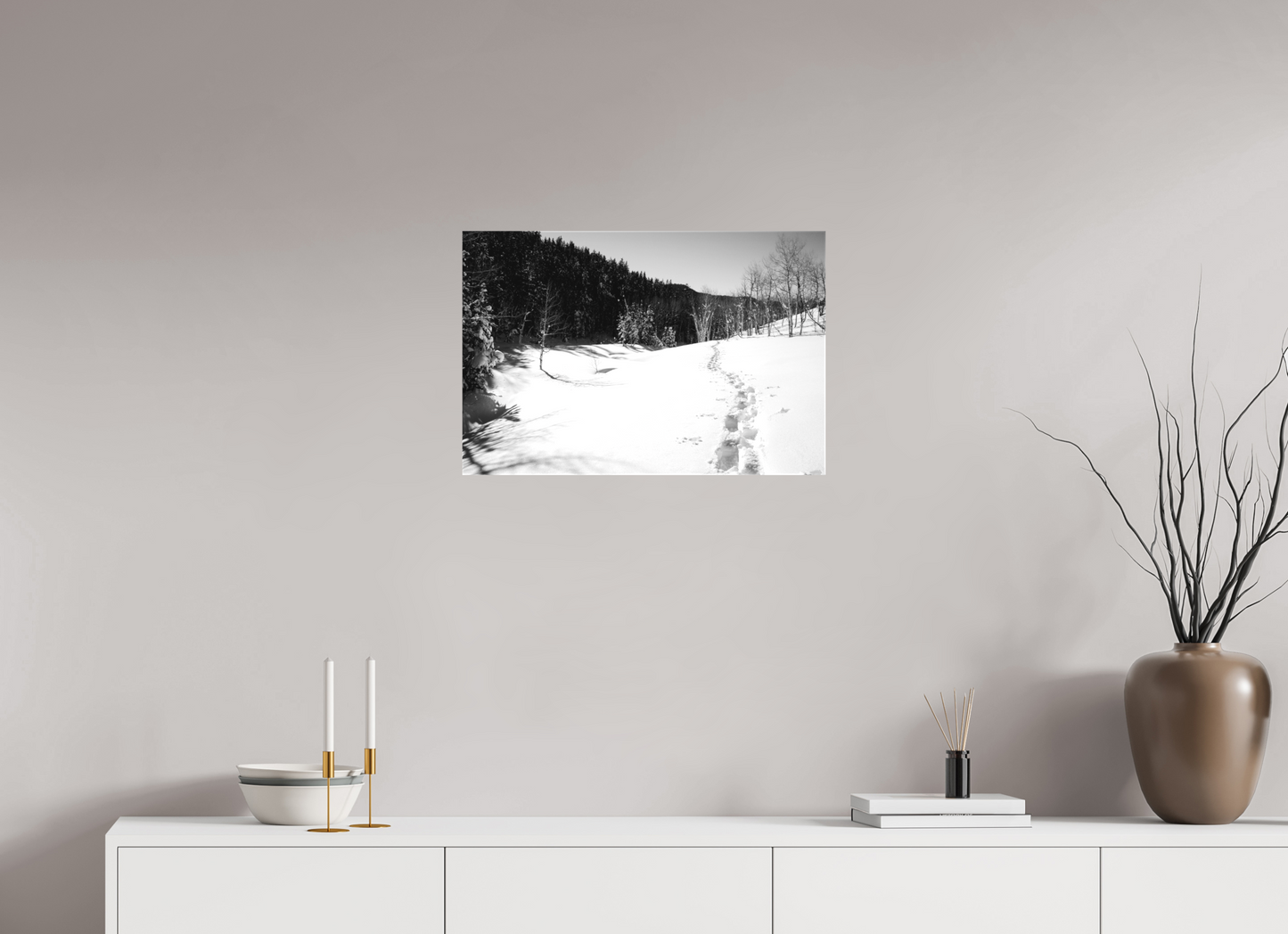 24 x 16″, -Textile Print on Stretcher Frame Snowshoe | A Journey Through Utah’s Backcountry