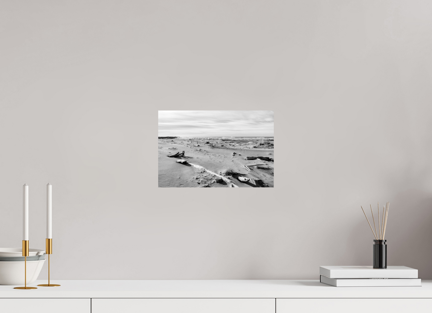 12 x 8″, -Photo Print on Fuji Crystal DP II Edge of the Pacific Cape Disappointment in Black and White