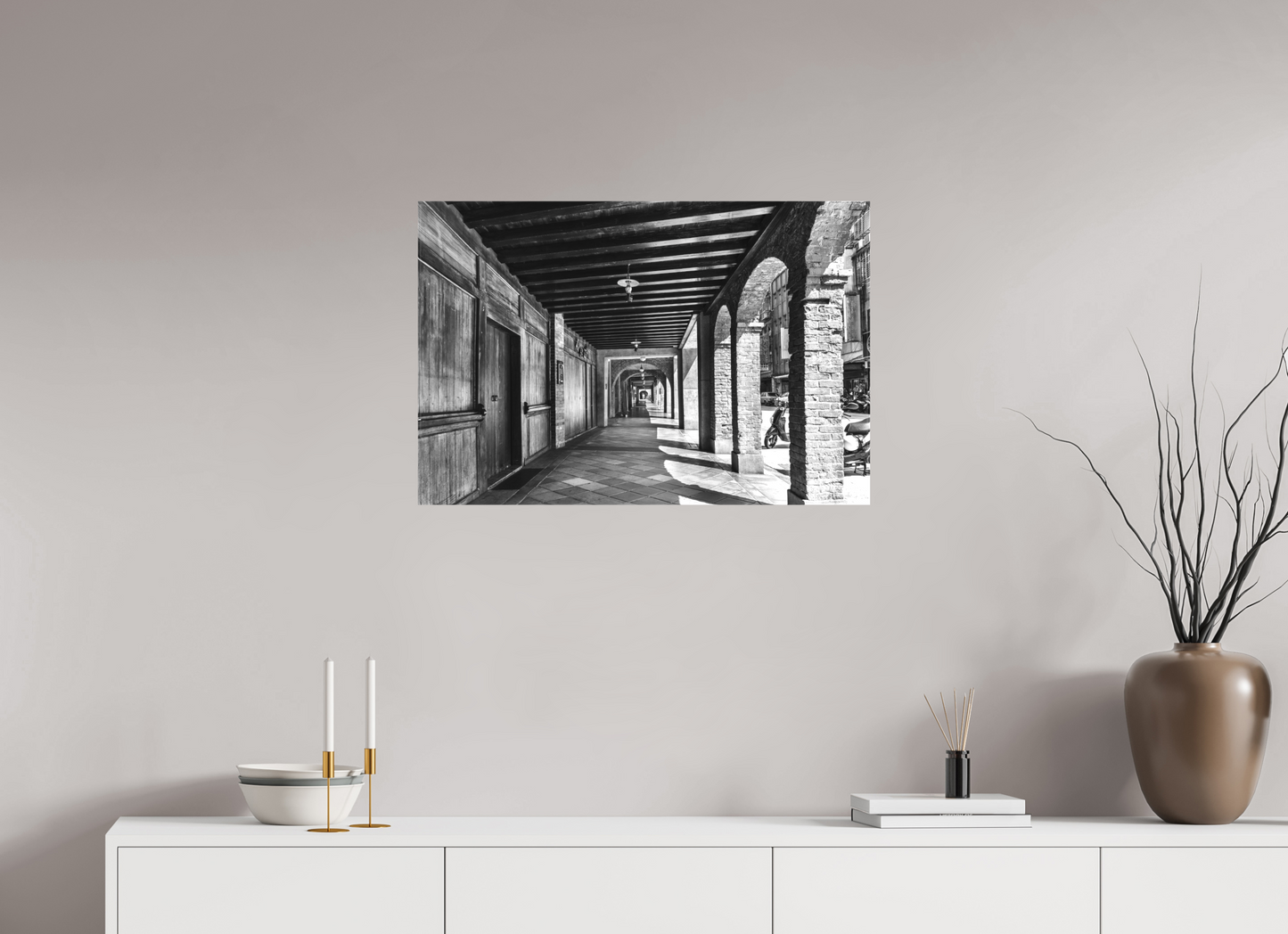30 x 20″, -Textile Print on Stretcher Frame Bopiliao Historical Block Black and White Fine Art Photograph Taipei Taiwan