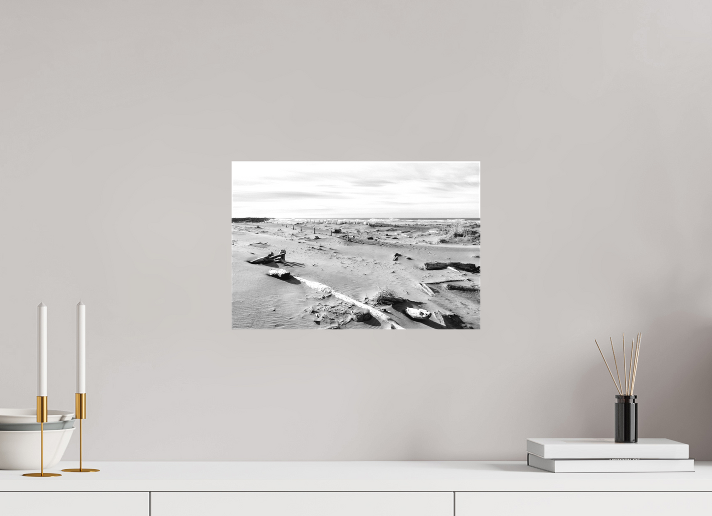15 x 10″, -Matte Canvas on Stretcher Frame Edge of the Pacific Cape Disappointment in Black and White