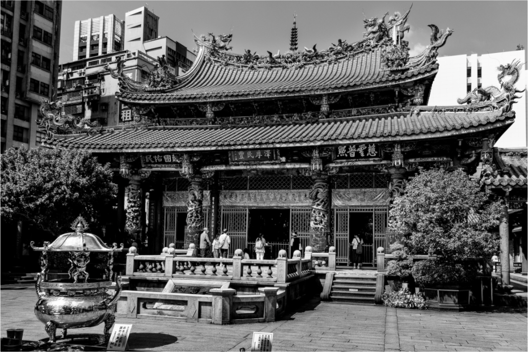 Main image Long Shan Temple Black and White Fine Art Photograph Taipei Taiwan