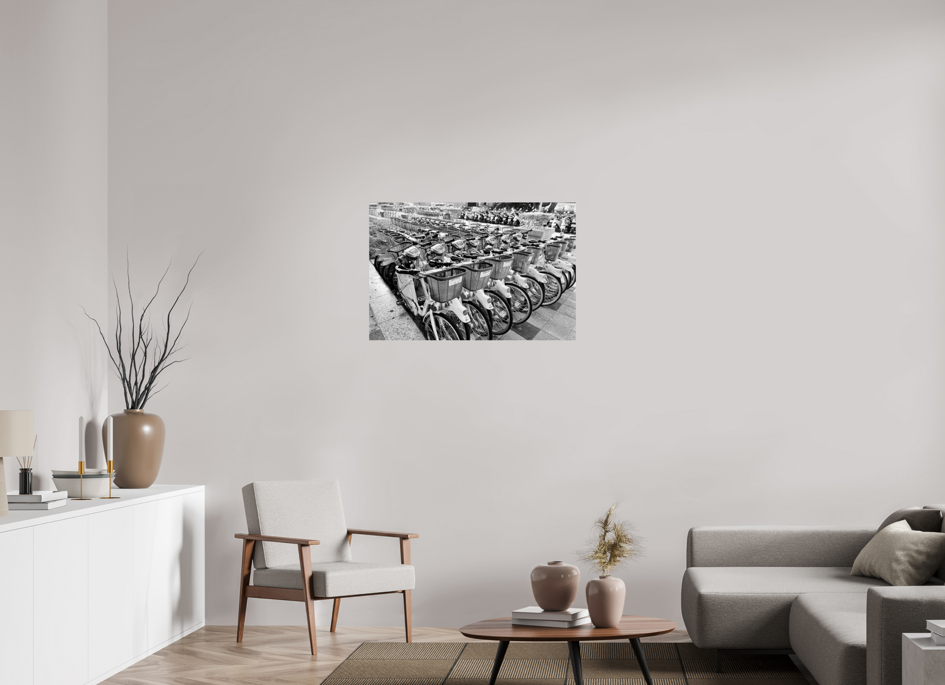36 x 24″, -Photo Print on Fujiflex High Gloss Easy Bikes Black and White Fine Art Photograph Taipei Taiwan