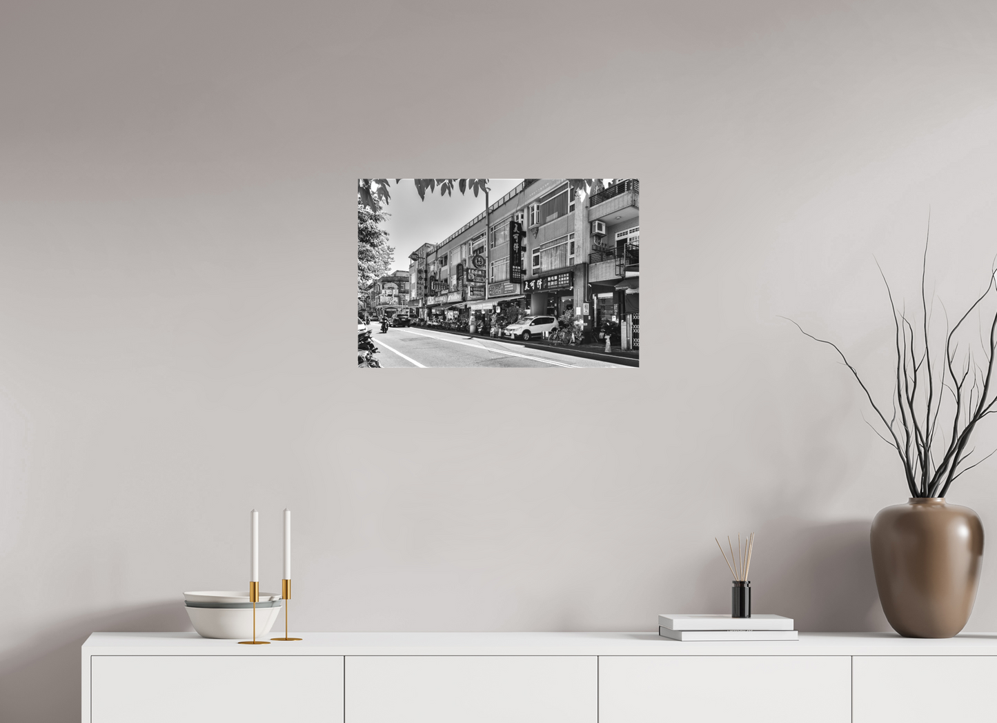 24 x 16″, -Textile Print on Stretcher Frame Yilan City Black and White Fine Art Photograph Yilan Taiwan