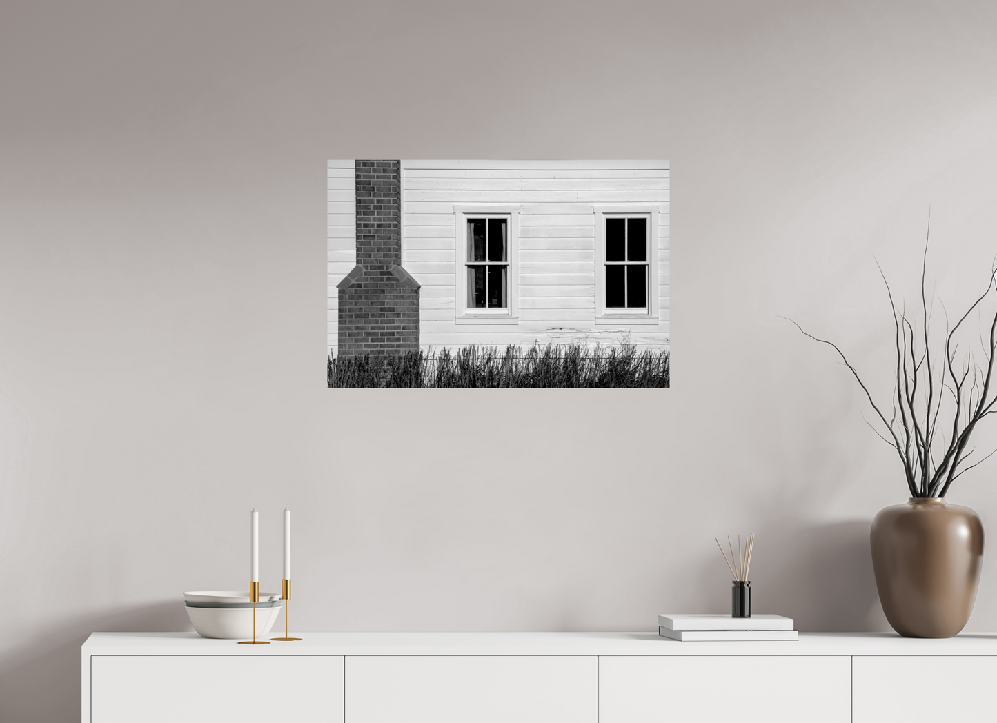 30 x 20″, -Photo Print on Ilford Baryta Paper McPolin Farmhouse | Geometry, Texture, History: A Study in Contrast