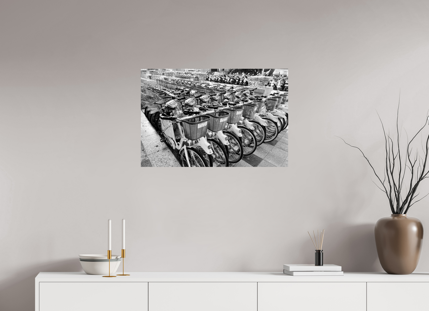 30 x 20″, -Photo Print on Fuji Crystal DP II Easy Bikes Black and White Fine Art Photograph Taipei Taiwan
