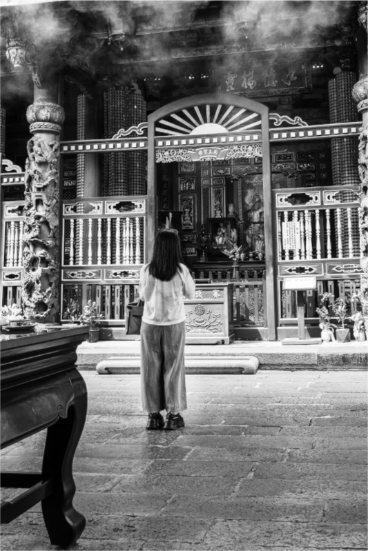 Main image Long Shan Temple Interior Black and White Fine Art Photograph Taipei Taiwan