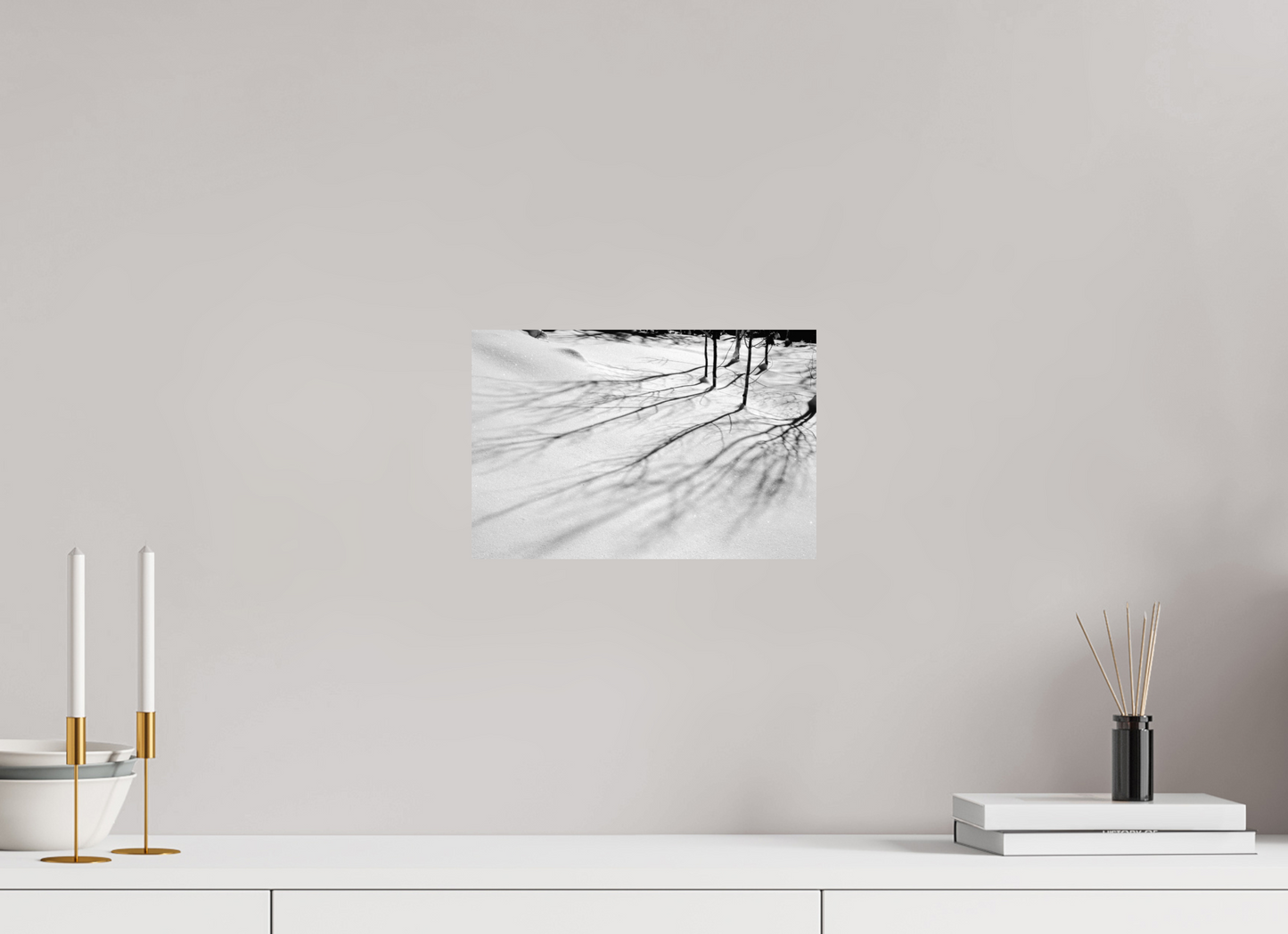 12 x 8″, -Photo Print on Fujiflex High Gloss Aspen Shadows | Shadow Play on the Snow: A Winter Study in Black and White