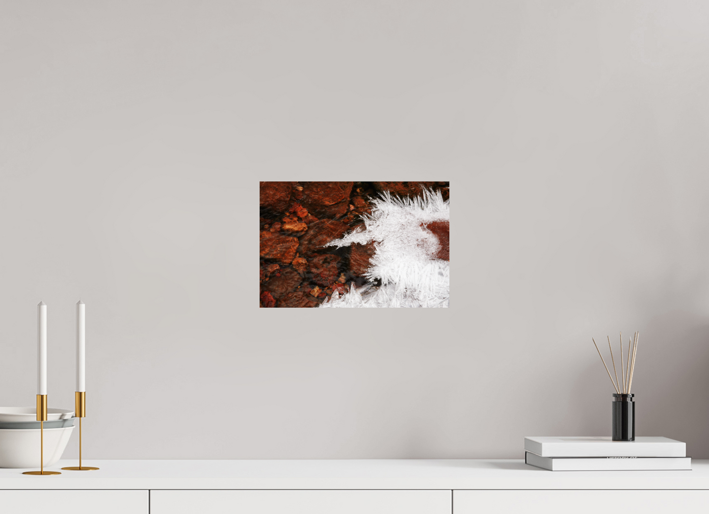 12 x 8″, -Metallic Photo Print on Fuji Crystal Pearl Red Rock and Ice