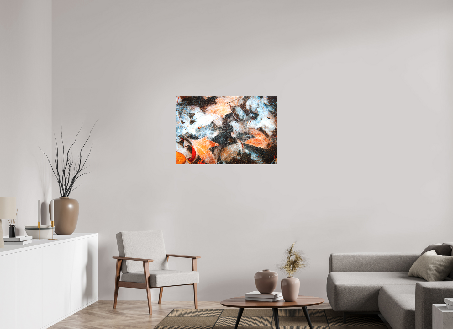 36 x 24″, -Textile Print on Stretcher Frame Autumn in Ice