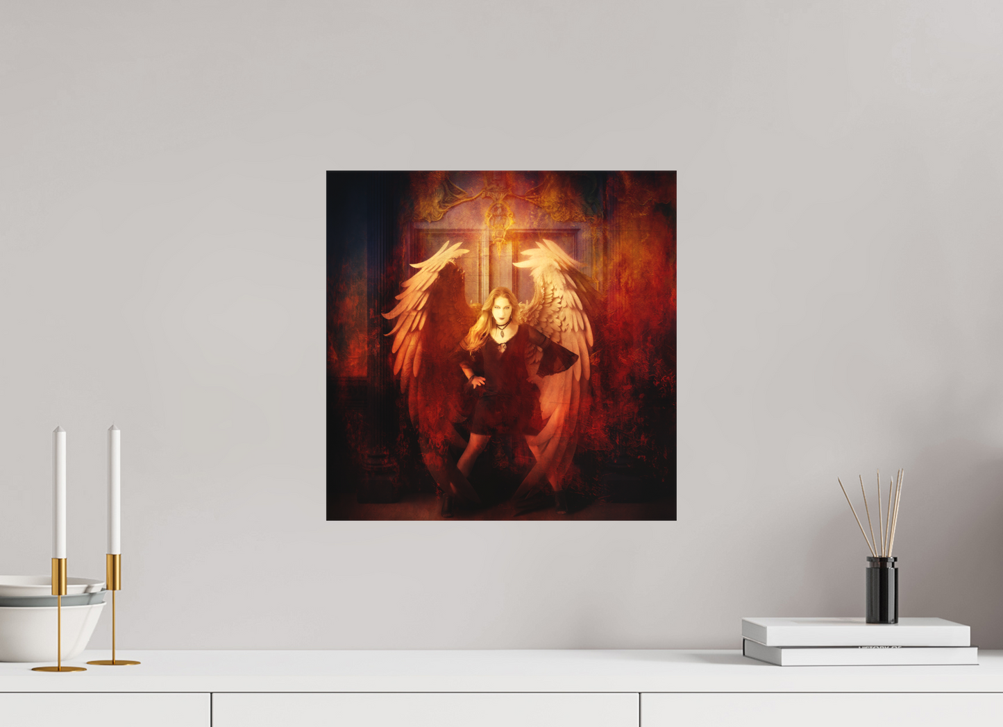 15 x 15″, -Matte Canvas on Stretcher Frame Unveiling Darkness – Fine Art Fantasy Photography