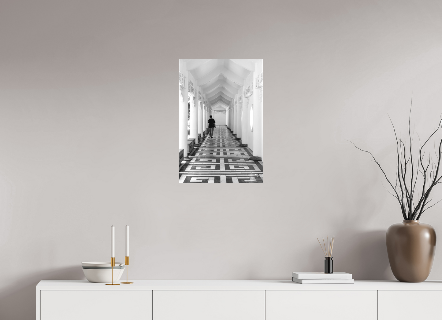 16 x 24″, -Matte Canvas on Stretcher Frame Archway Black and White Fine Art Photograph Taipei Taiwan