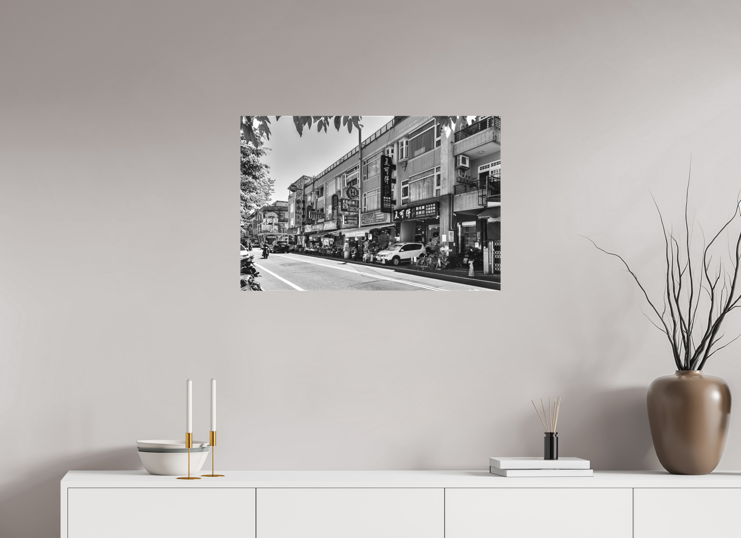 30 x 20″, -Matte Canvas on Stretcher Frame Yilan City Black and White Fine Art Photograph Yilan Taiwan