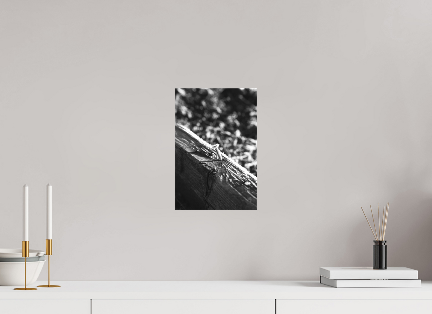 8 x 12″, -Textile Print on Stretcher Frame Frost and Nail