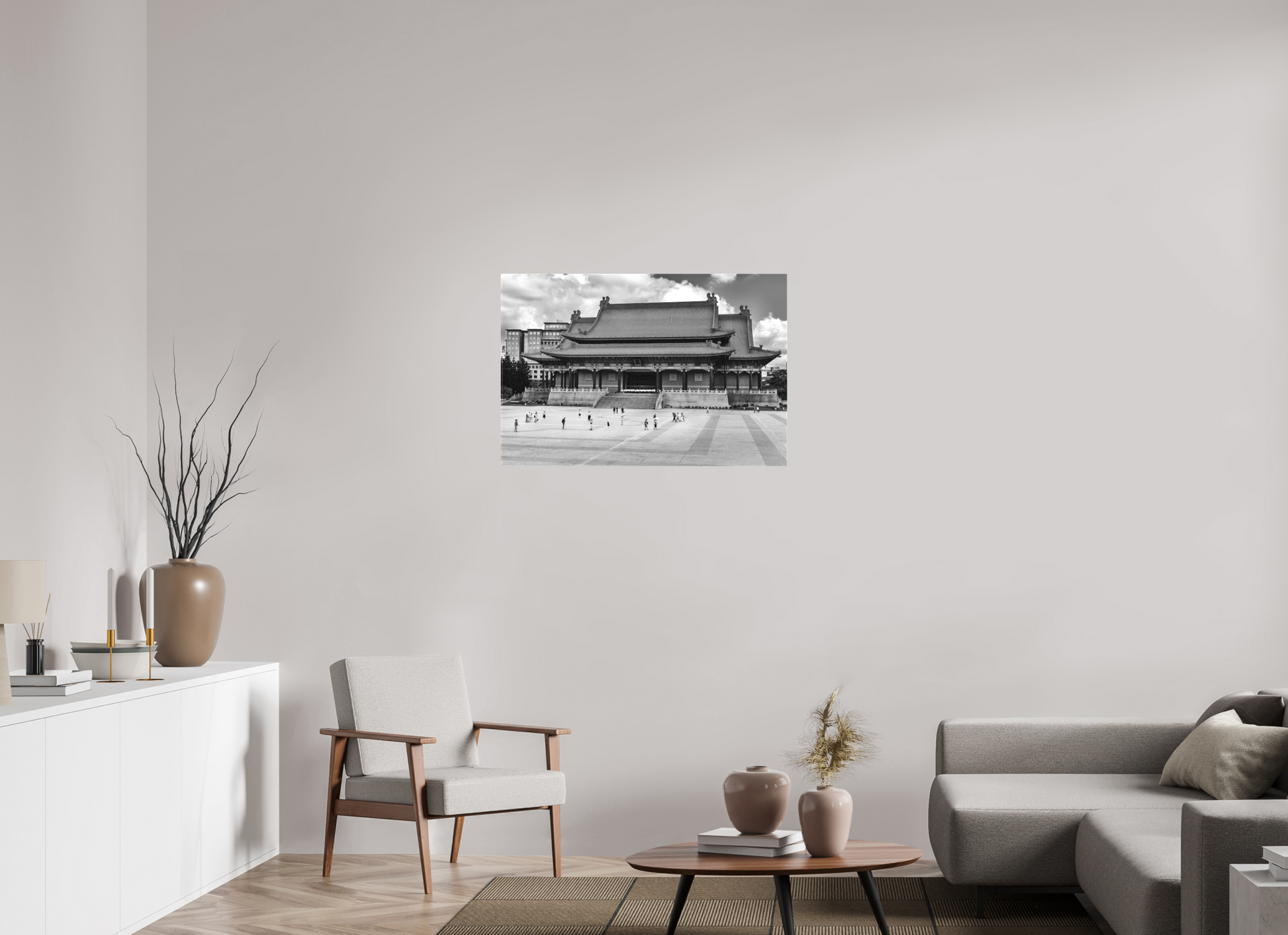 36 x 24″, -Textile Print on Stretcher Frame National Concert Hall Black and White Fine Art Photograph Taipei Taiwan