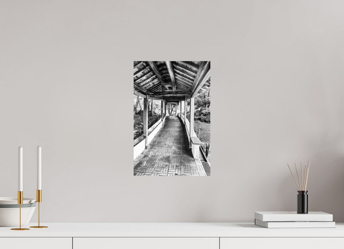 10 x 15″, -Giclée Fine Art Print Walkway Zhishan Garden National Palace Museum Black and White Fine Art Photograph Taipei Taiwan