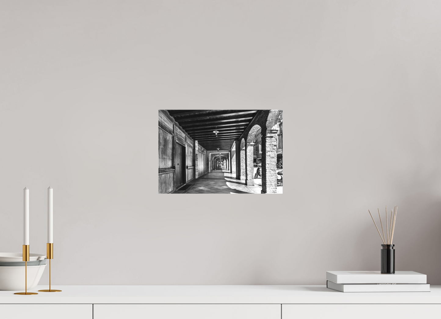 12 x 8″, -Matte Canvas on Stretcher Frame Bopiliao Historical Block Black and White Fine Art Photograph Taipei Taiwan