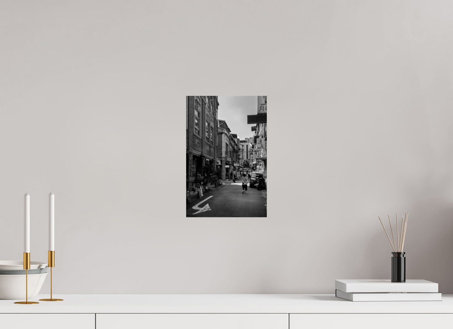 8 x 12″, -Photo Print on Ilford Baryta Paper Dihua Old Street Neighborhood Black and White Fine Art Photograph Taipei Taiwan
