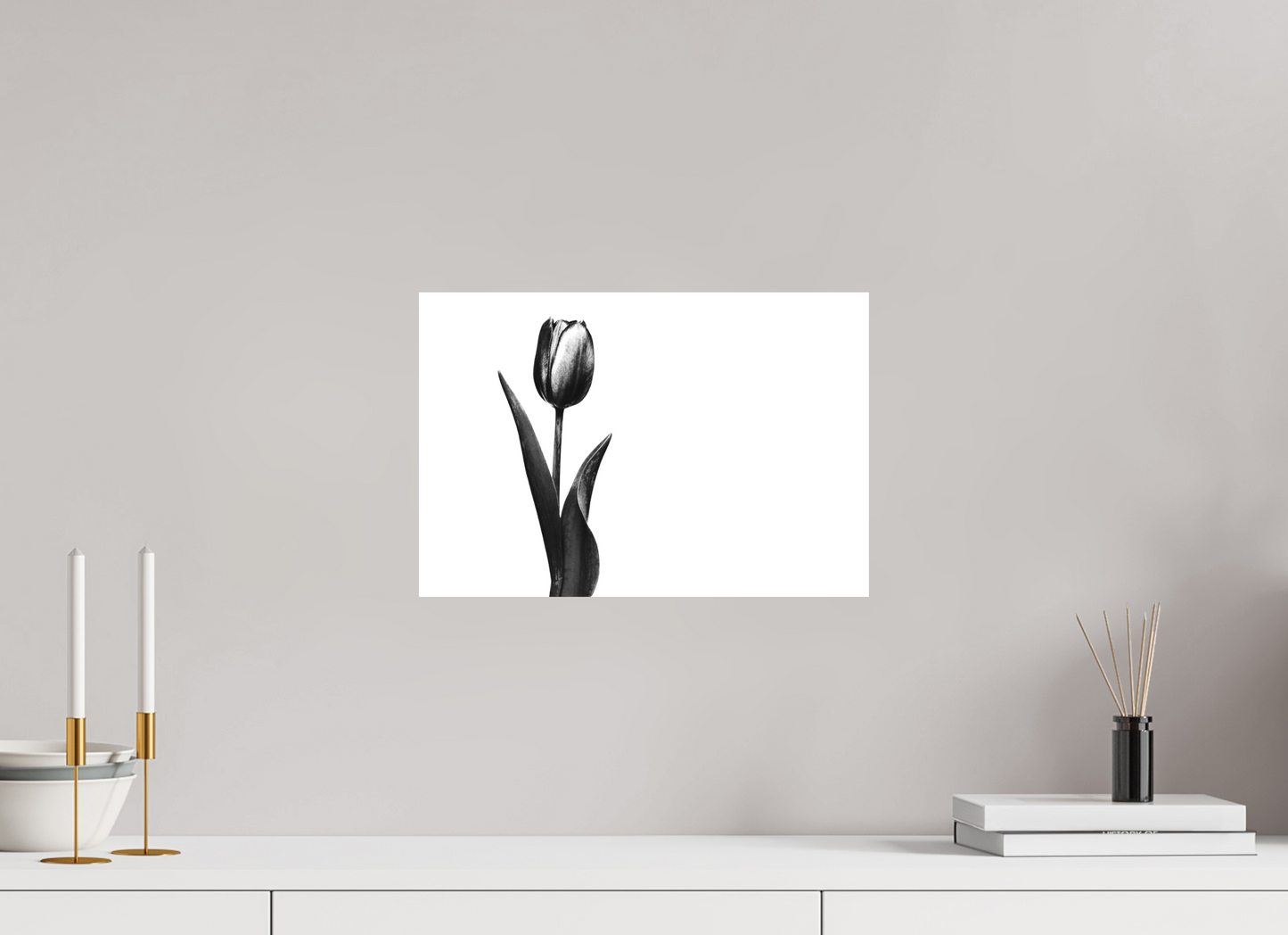 15 x 10″, -Textile Print on Stretcher Frame Tulip Fine Art Black and White Photograph