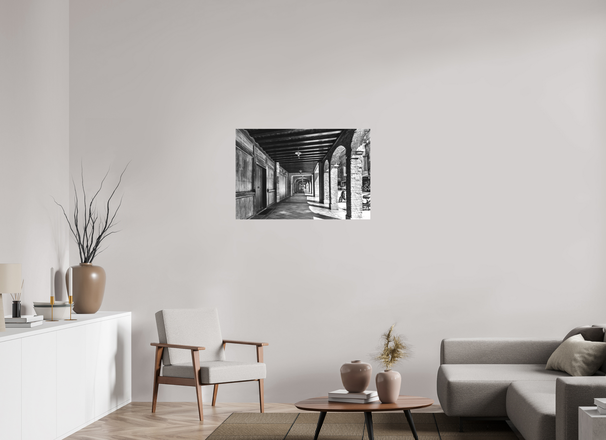 36 x 24″, -Textile Print on Stretcher Frame Bopiliao Historical Block Black and White Fine Art Photograph Taipei Taiwan