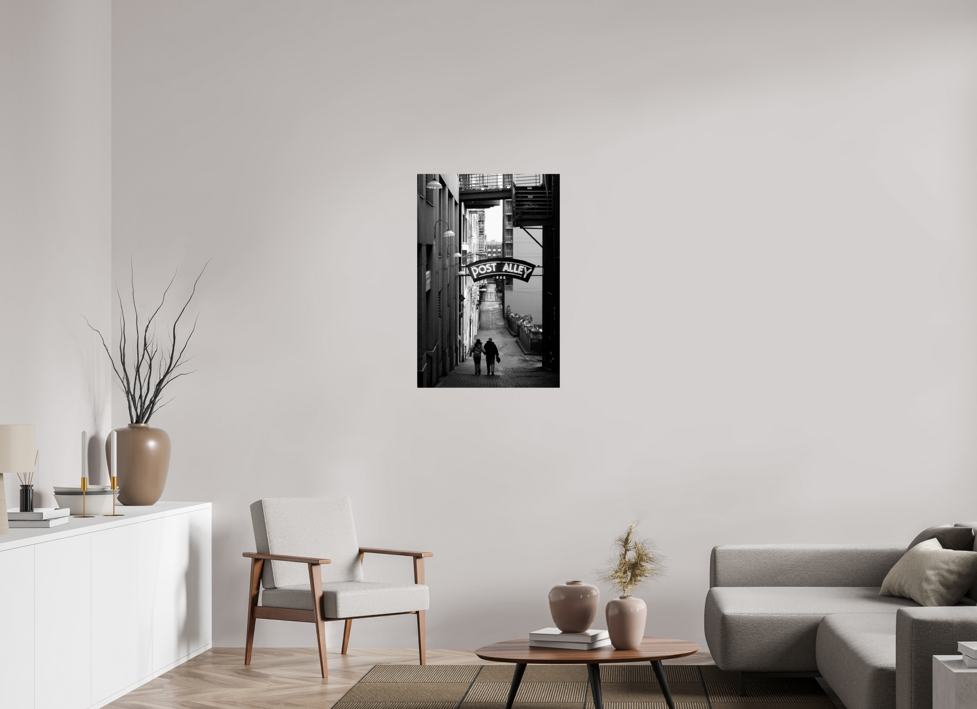 24 x 36″, -Photo Print on Ilford BW Paper November Afternoon - Seattle Post Alley Fine Art Print