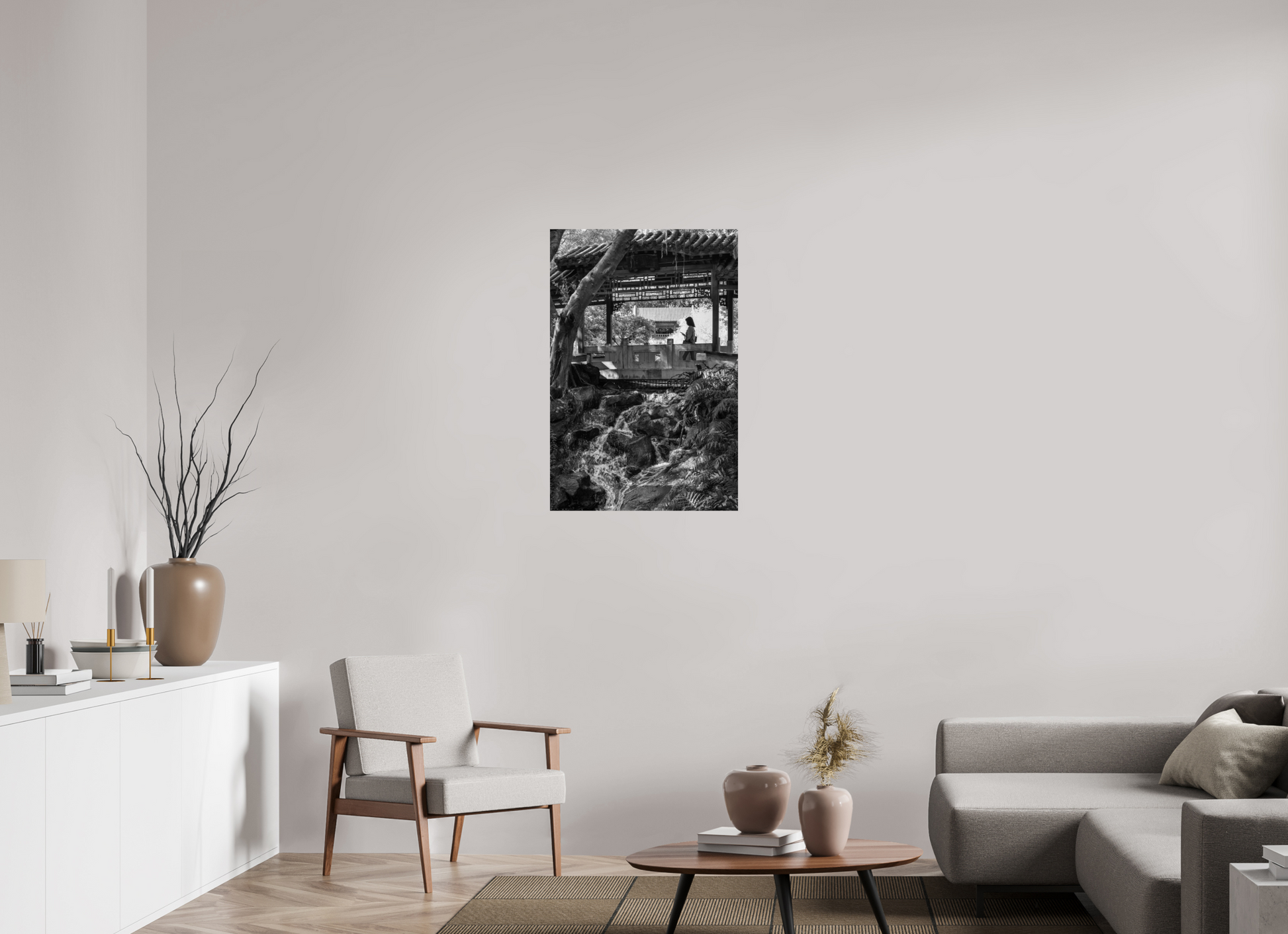 24 x 36″, -Photo Print on Ilford BW Paper Afternoon in  Zhishan Gardens National Palace Museum Fine Art Black and White Photograph Taipei Taiwan