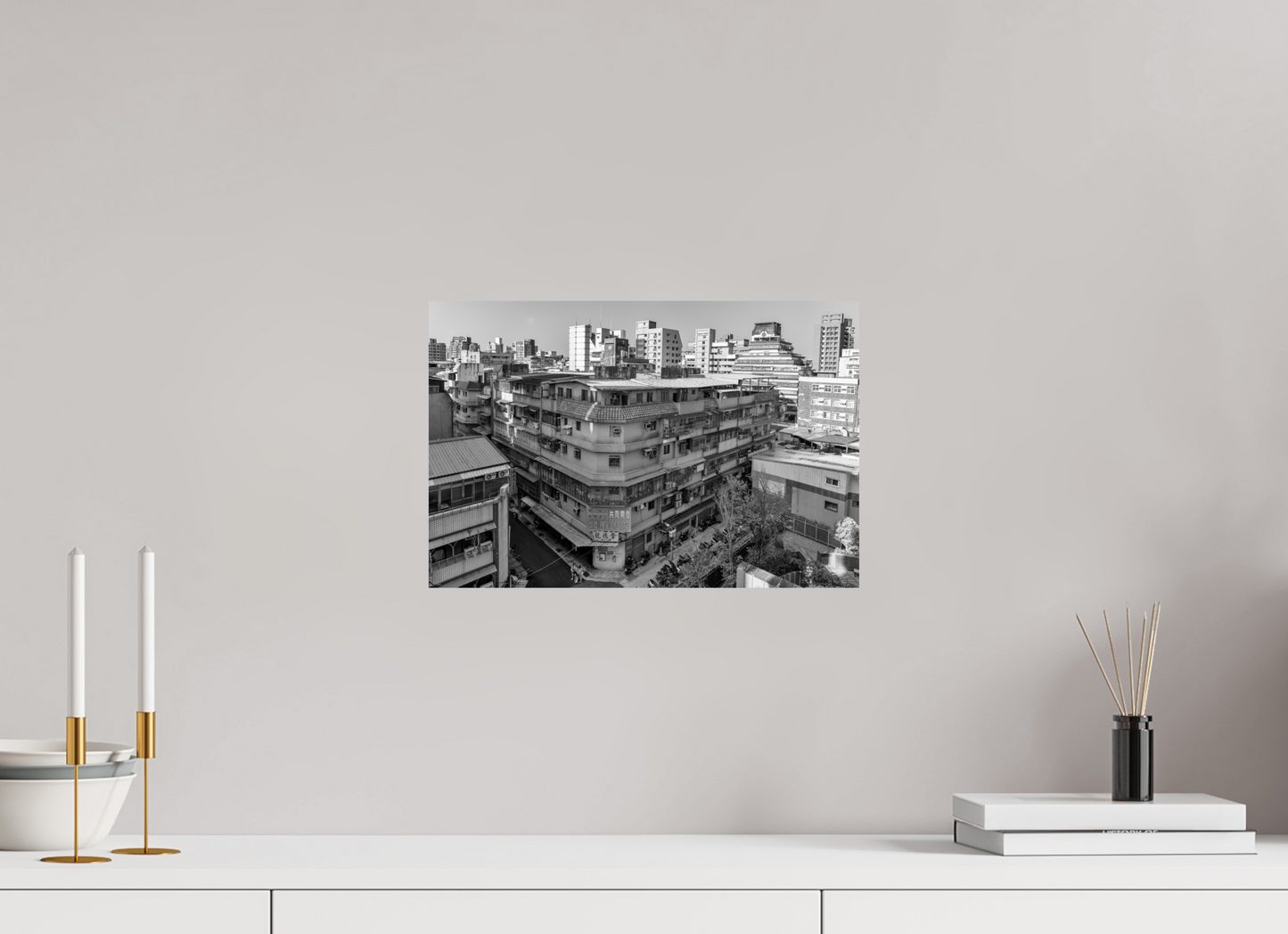 15 x 10″, -Metallic Photo Print on Fuji Crystal Pearl Neighborhood Black and White Fine Art Photograph Taipei Taiwan