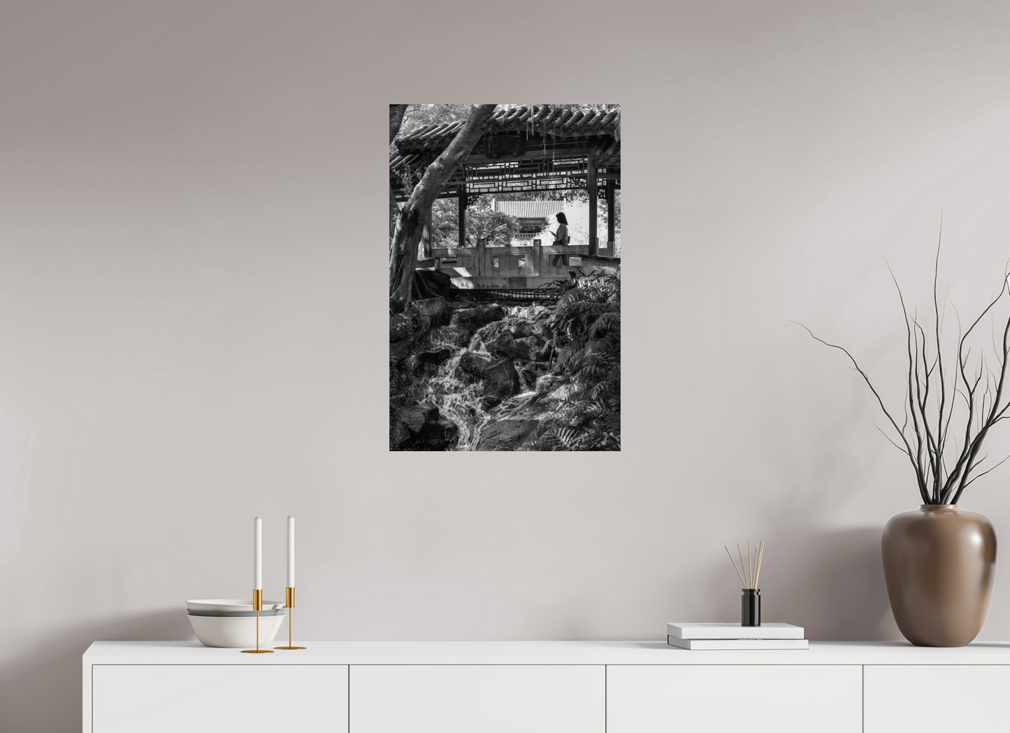 20 x 30″, -Photo Print on Ilford Baryta Paper Afternoon in  Zhishan Gardens National Palace Museum Fine Art Black and White Photograph Taipei Taiwan