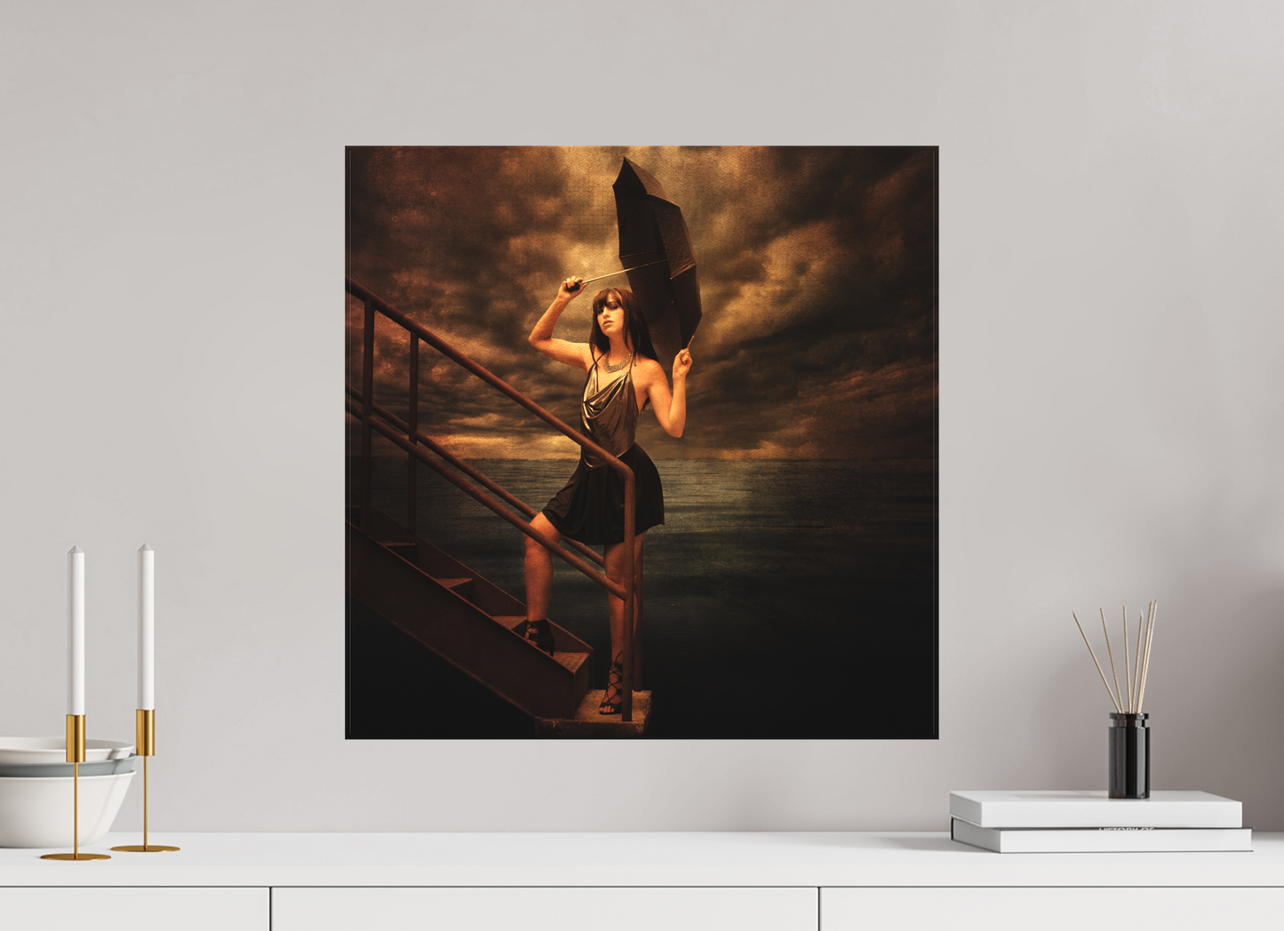 20 x 20″, -Matte Canvas on Stretcher Frame Beneath the Coming Storm