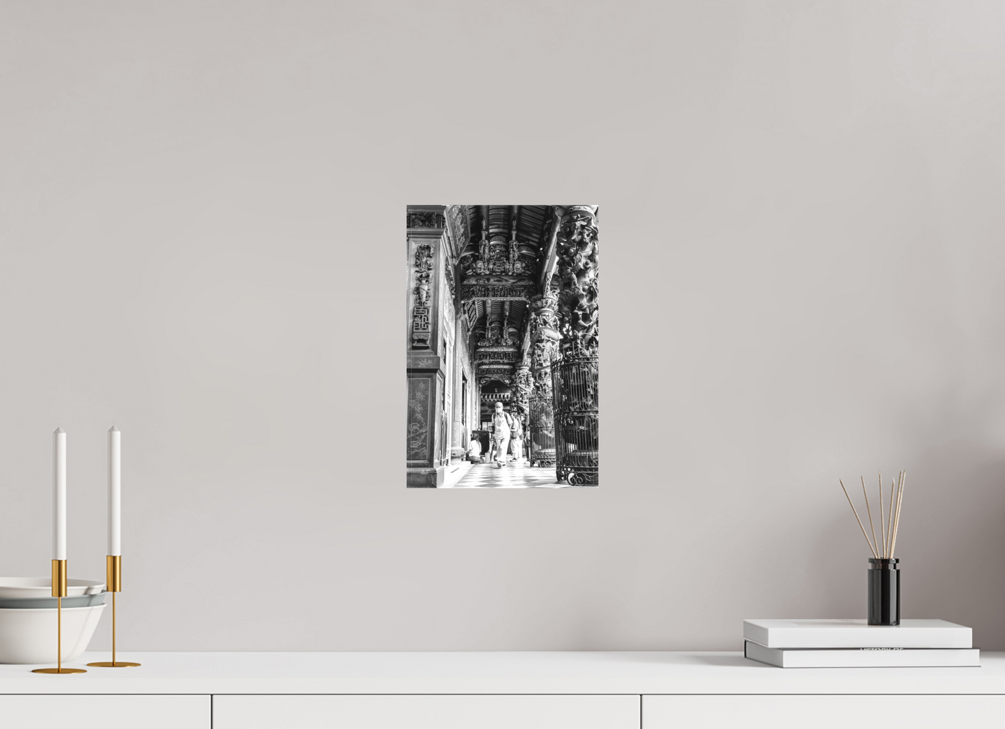 8 x 12″, -Matte Canvas on Stretcher Frame Long Shan Temple Interior Fine Art Photograph Taipei Taiwan