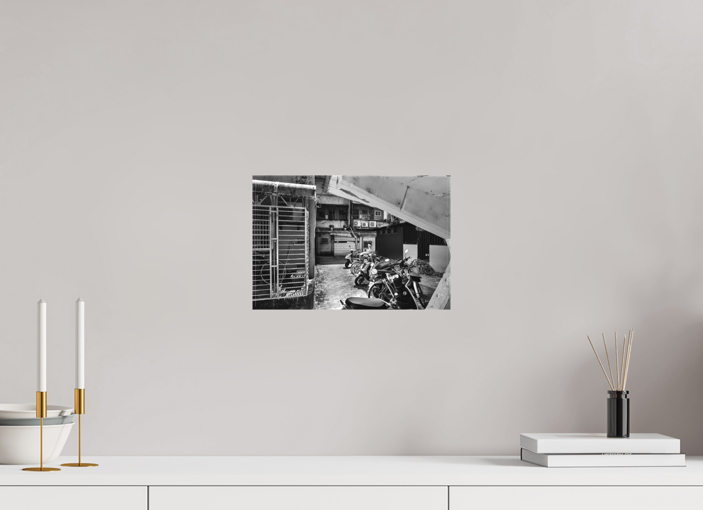 12 x 8″, -Matte Canvas on Stretcher Frame Yilan Neighborhood Black and White Fine Art Photograph Yilan Taiwan
