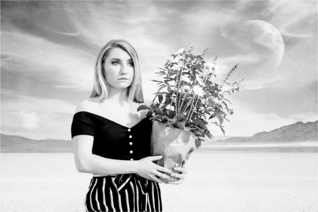 Main image She Waits in Silence – Surreal Black & White Fine Art Photography Print