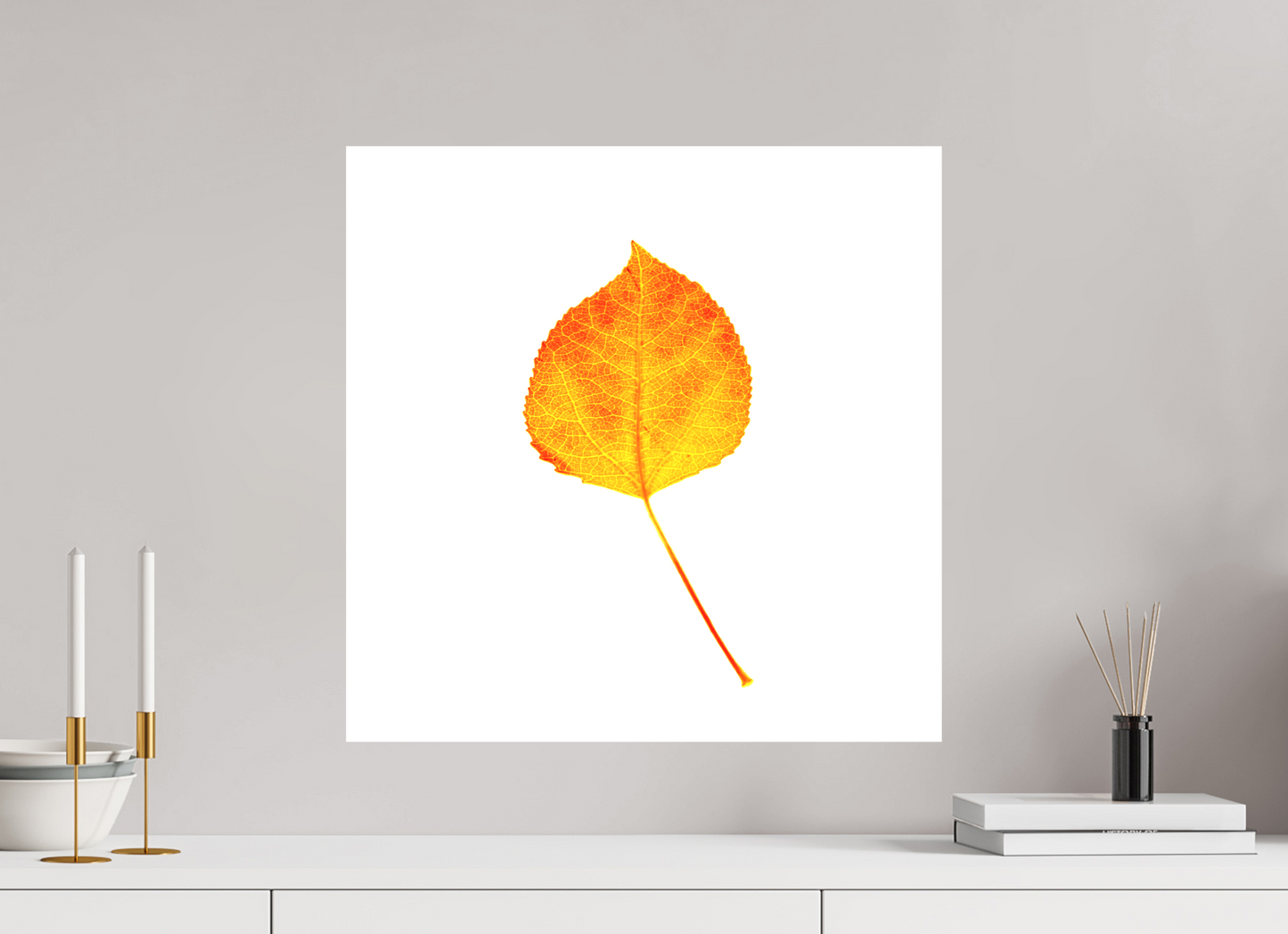 20 x 20″, -Matte Canvas on Stretcher Frame Aspen Leaf