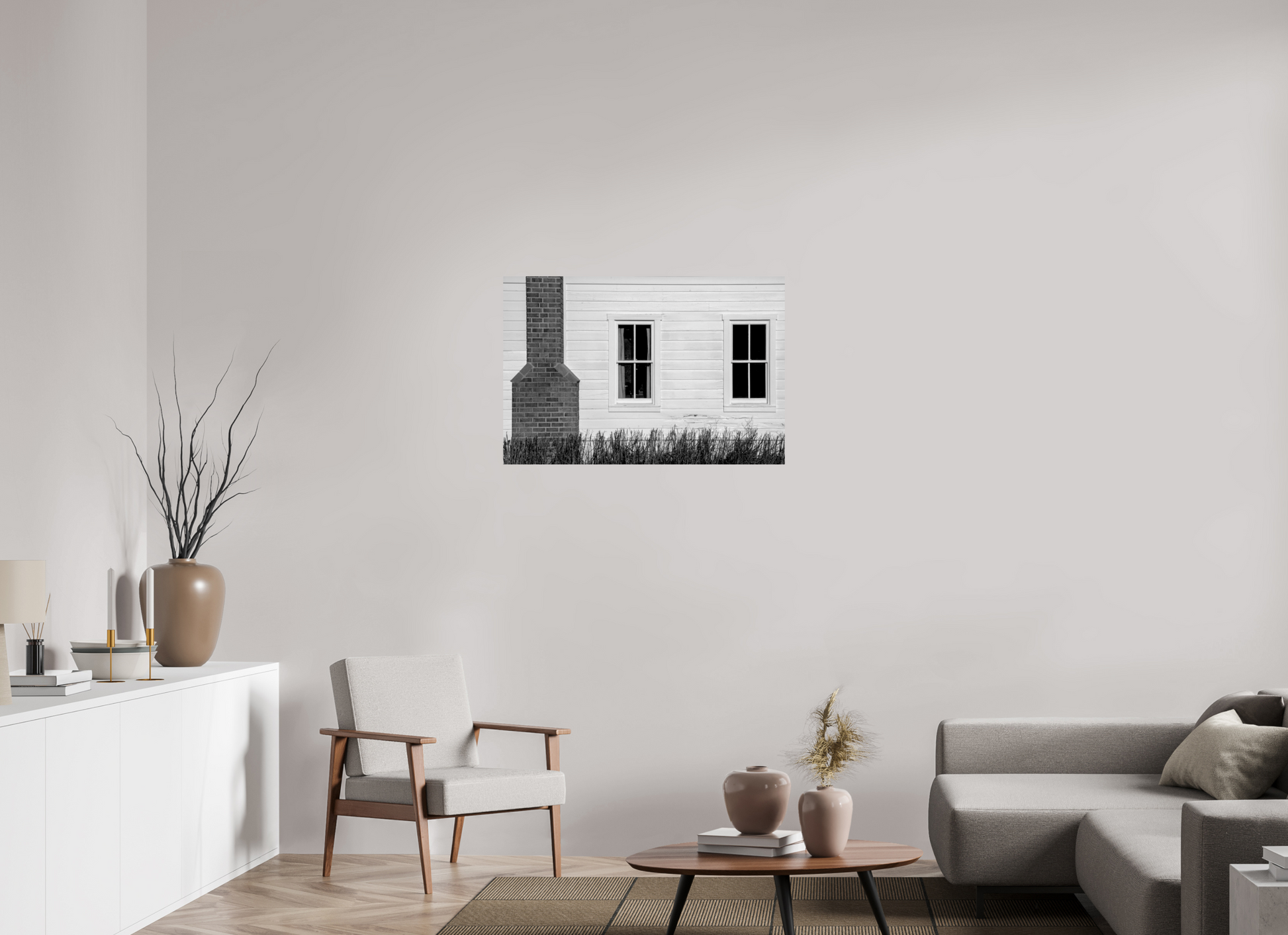 36 x 24″, -Giclée Fine Art Print McPolin Farmhouse | Geometry, Texture, History: A Study in Contrast