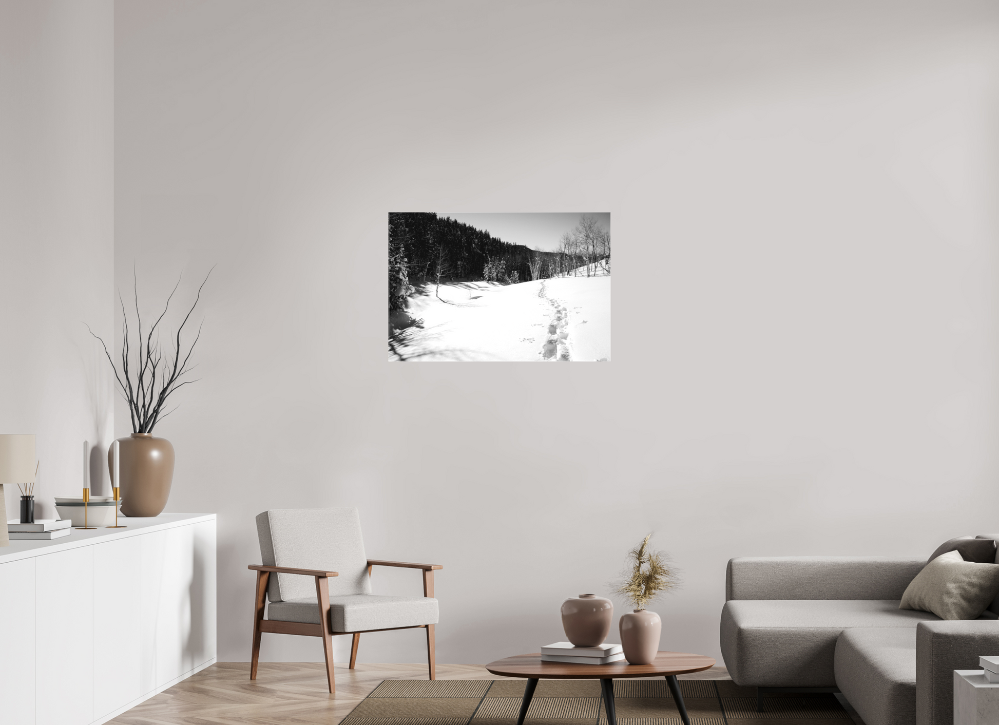 36 x 24″, -Textile Print on Stretcher Frame Snowshoe | A Journey Through Utah’s Backcountry