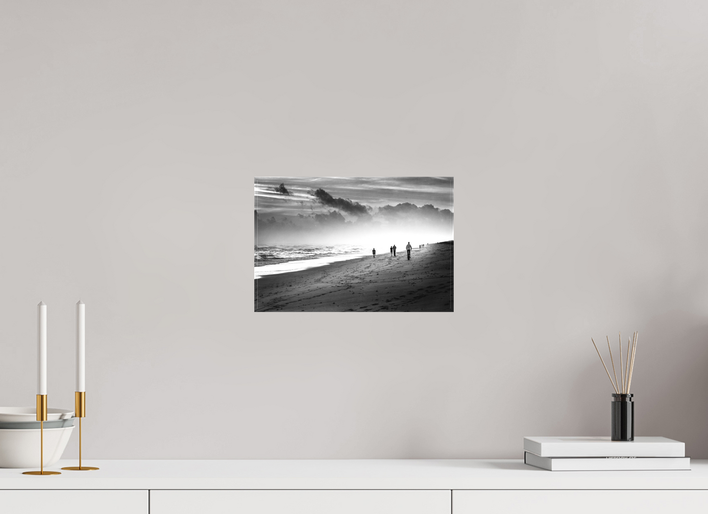 12 x 8″, -Textile Print on Stretcher Frame Pathway - Fine Art Black and White Coastal Photograph