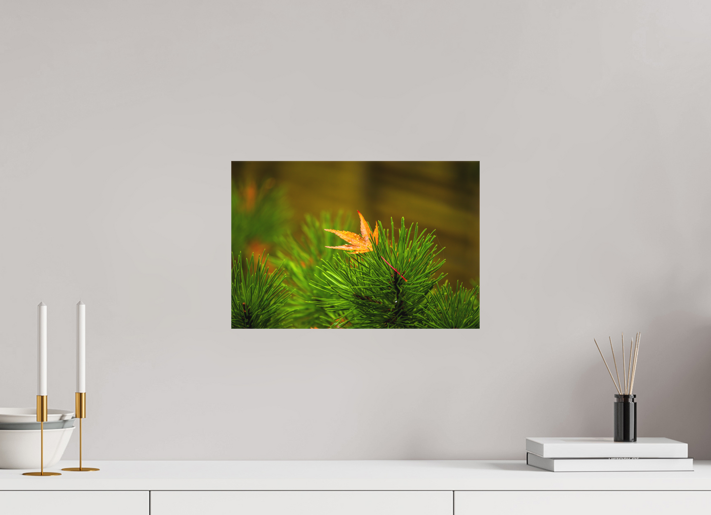 15 x 10″, -Textile Print on Stretcher Frame After the Rain | Maple on Pine