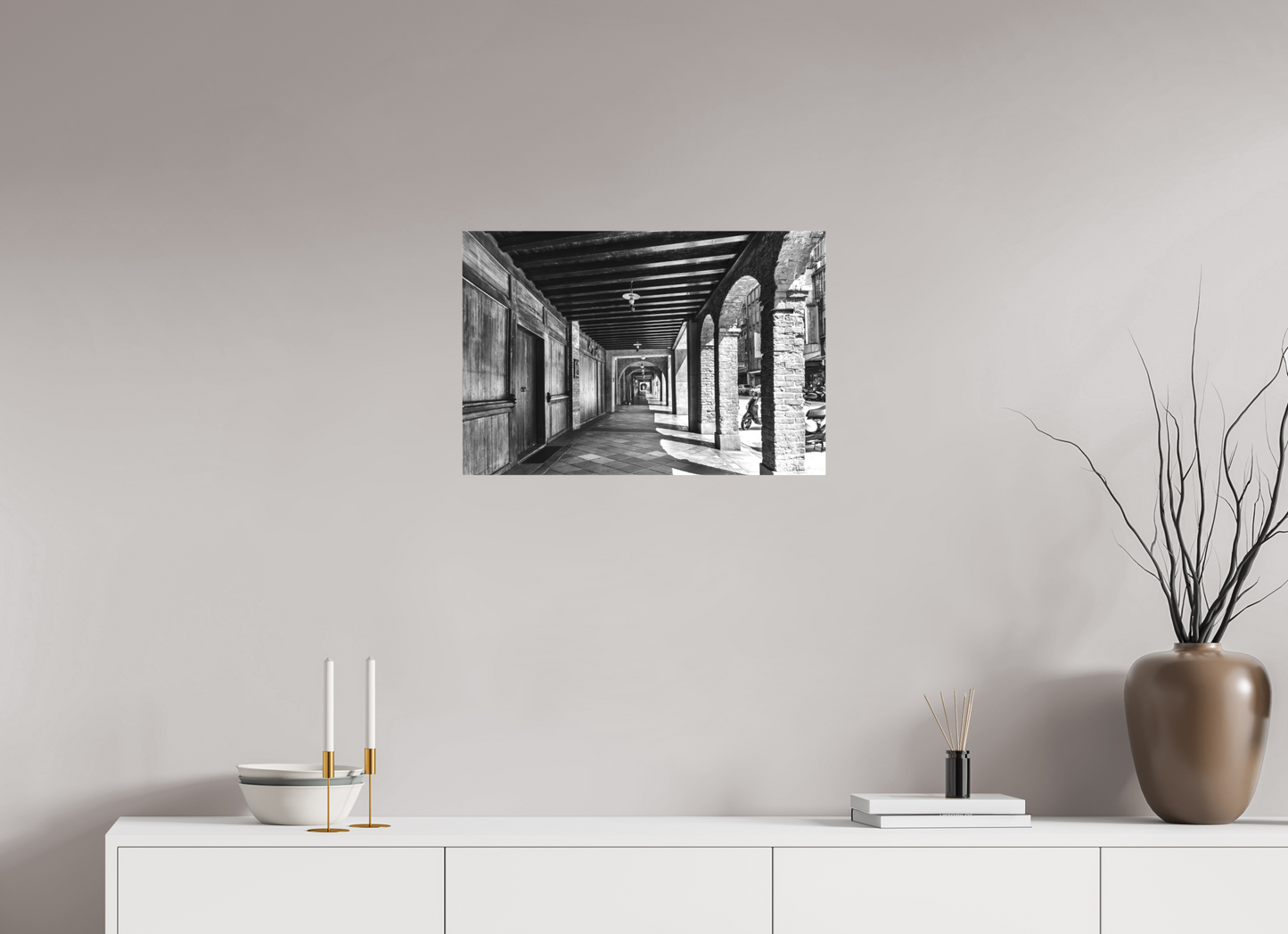 24 x 16″, -Textile Print on Stretcher Frame Bopiliao Historical Block Black and White Fine Art Photograph Taipei Taiwan
